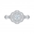 Round Diamond Floral Halo Engagement Ring in 14K White Gold