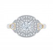 Round Diamond Double Halo Engagement Ring in 14K Two Tone Gold