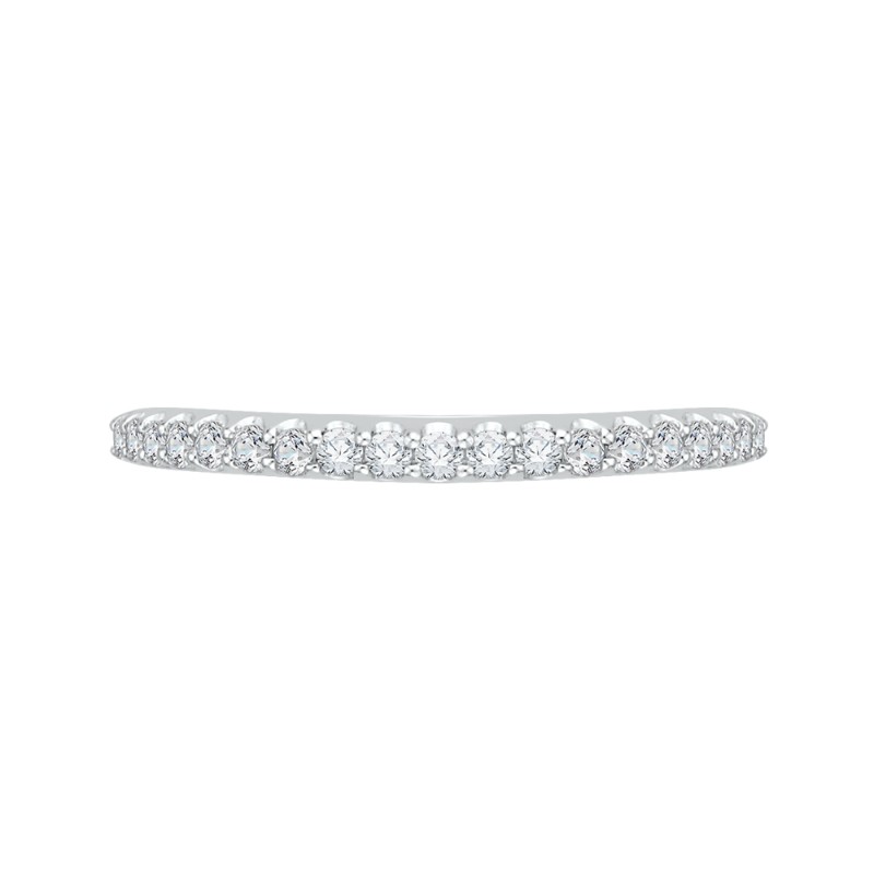 Round Diamond Half-Eternity Wedding Band in 14K White Gold