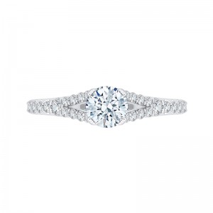 Split Shank Round Diamond Engagement Ring in 14K White Gold