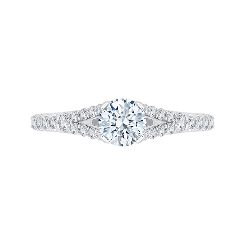 Split Shank Round Diamond Engagement Ring in 14K White Gold