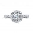 Round Diamond Double Halo Engagement Ring in 14K White Gold
