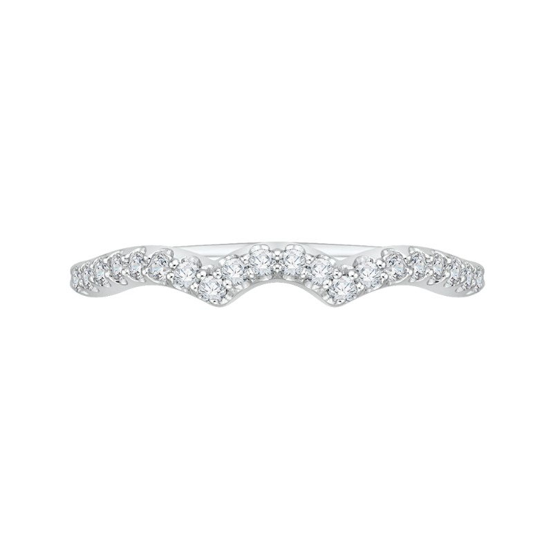 Round Diamond Half-Eternity Wedding Band in 14K White Gold