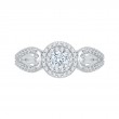 Split Shank Round Diamond Double Halo Engagement Ring in 14K White Gold
