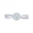 Split Shank Round Diamond Halo Engagement Ring in 14K White Gold