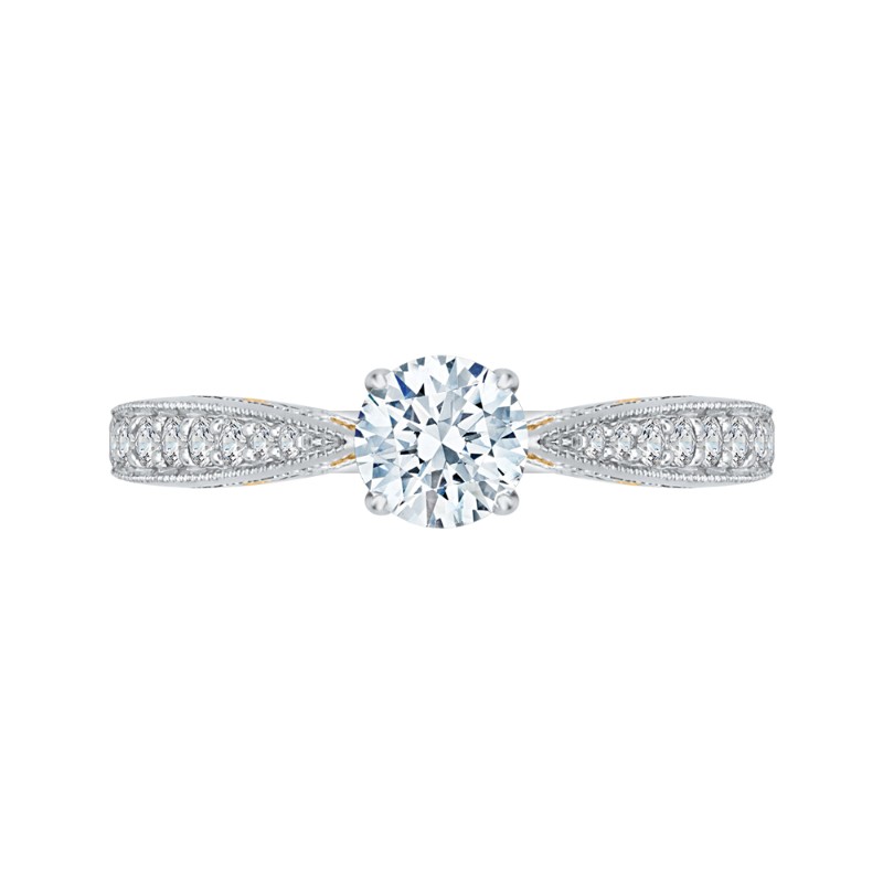Round Diamond Engagement Ring in 14K Two Tone Gold