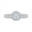 Split Shank Round Diamond Double Halo Engagement Ring in 14K White Gold