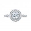 Round Diamond Double Halo Engagement Ring in 14K White Gold