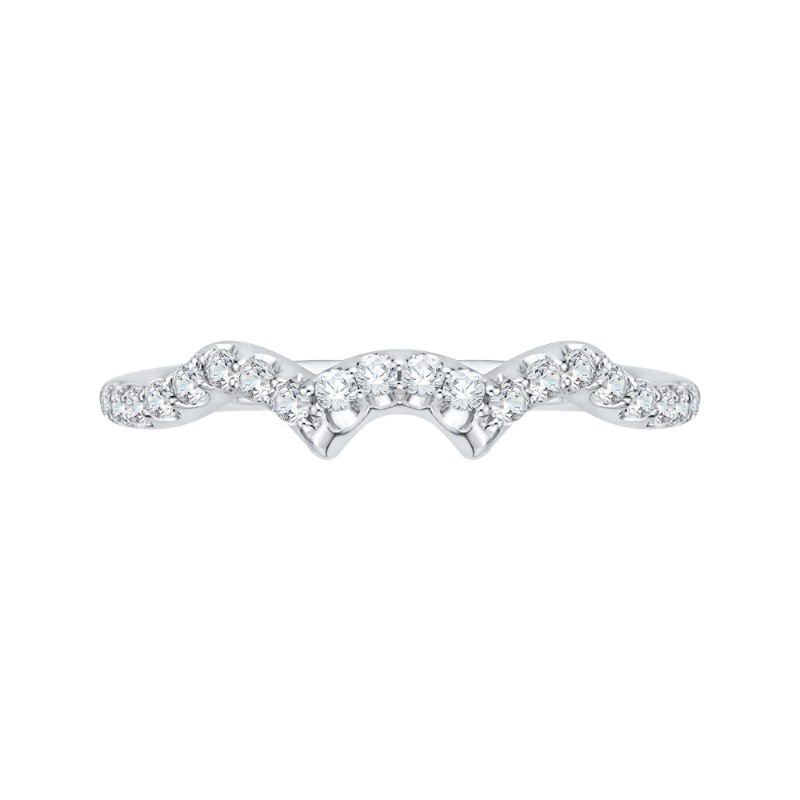 Round Diamond Half-Eternity Wedding Band in 14K White Gold