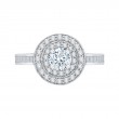 Round and Princess Cut Diamond Double Halo Engagement Ring in 14K White Gold