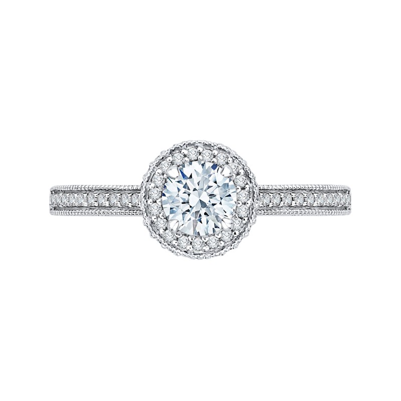 Diamond Halo Engagement Ring in 14K White Gold