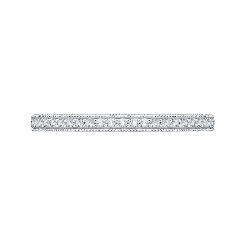 Round Diamond Half-Eternity Wedding Band in 14K White Gold