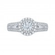 Split Shank Round Diamond Double Halo Engagement Ring in 14K White Gold