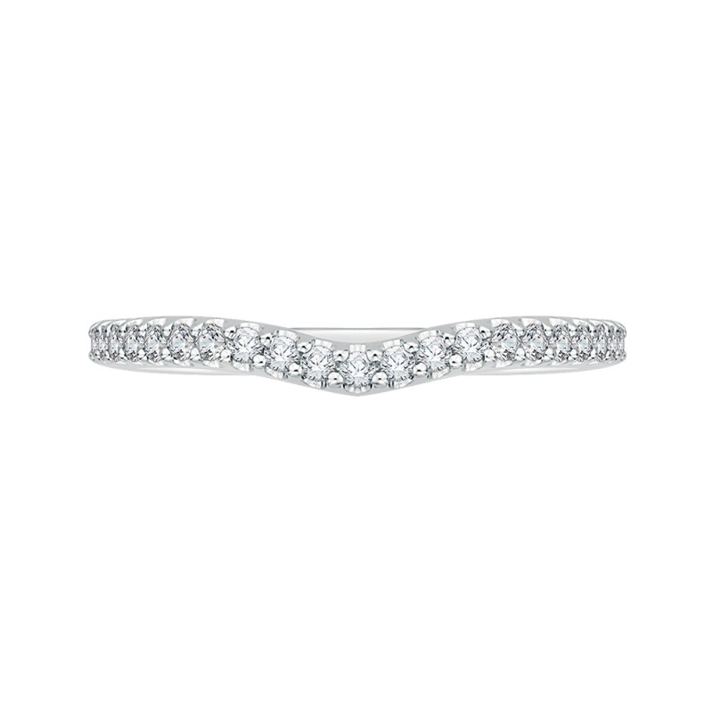 Round Diamond Half-Eternity Wedding Band in 14K White Gold