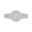 Split Shank Round Diamond Double Halo Engagement Ring in 14K White Gold