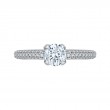 Round Diamond Cathedral Style Engagement Ring in 14K White Gold