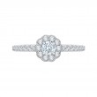 Round Halo Diamond Floral Engagement Ring in 14K White Gold