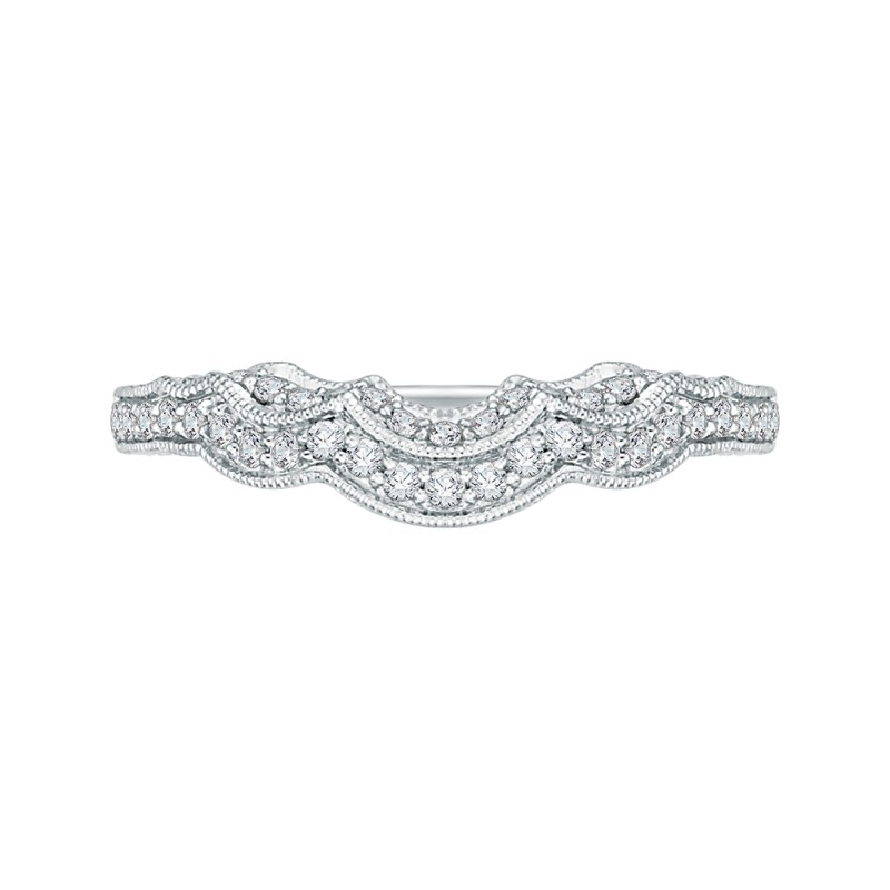 Round Diamond Half-Eternity Wedding Band in 14K White Gold