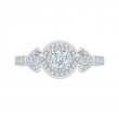Round Diamond Double Halo Floral Engagement Ring in 14K White Gold