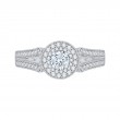 Split Shank Round Diamond Double Halo Engagement Ring in 14K White Gold