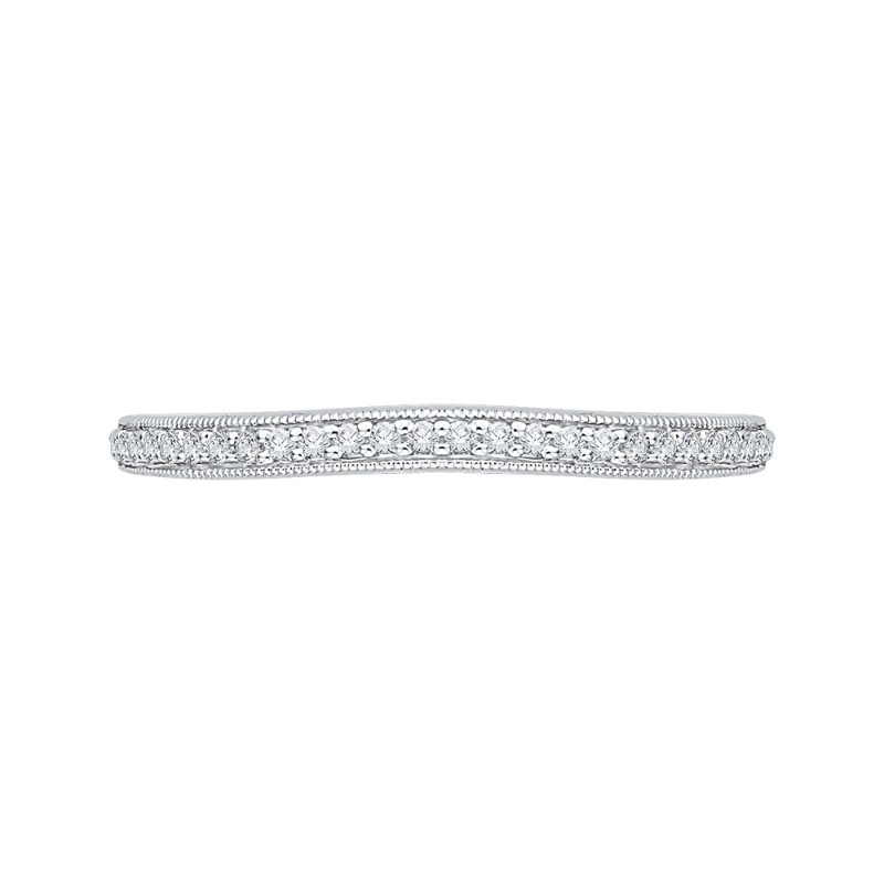 Round Diamond Half-Eternity Wedding Band in 14K White Gold