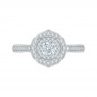 Round Diamond Double Halo Floral Engagement Ring in 14K White Gold
