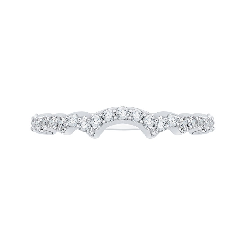 Round Diamond Half-Eternity Wedding Band in 14K White Gold