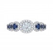 Round Diamond Halo Engagement Ring With Sapphire in 14K Two Tone Gold