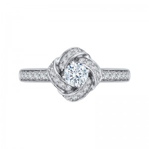 Round Diamond Knotted Engagement Ring in 14K White Gold