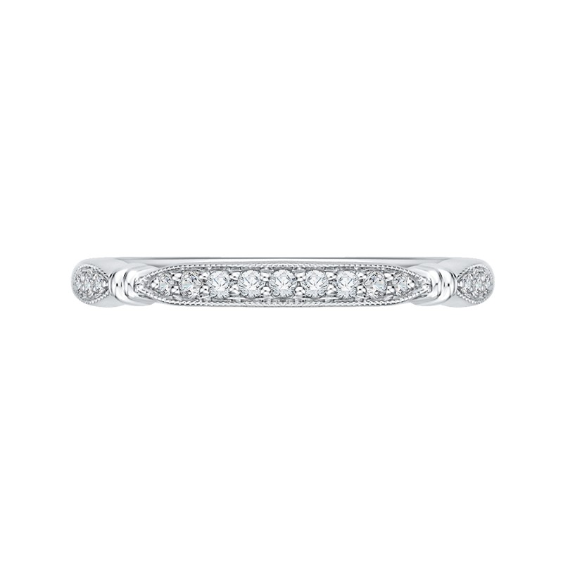 Round Diamond Half-Eternity Wedding Band in 14K White Gold