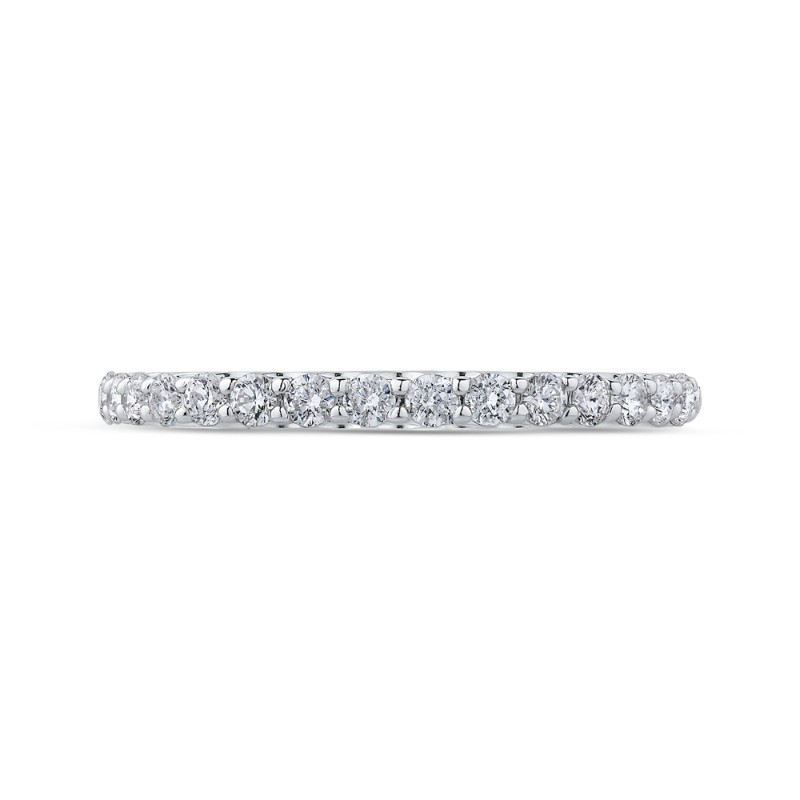 Round Diamond Half-Eternity Wedding Band in 14K White Gold
