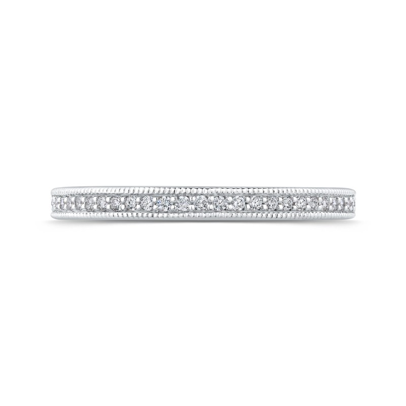 Round Diamond Half-Eternity Wedding Band in 14K White Gold