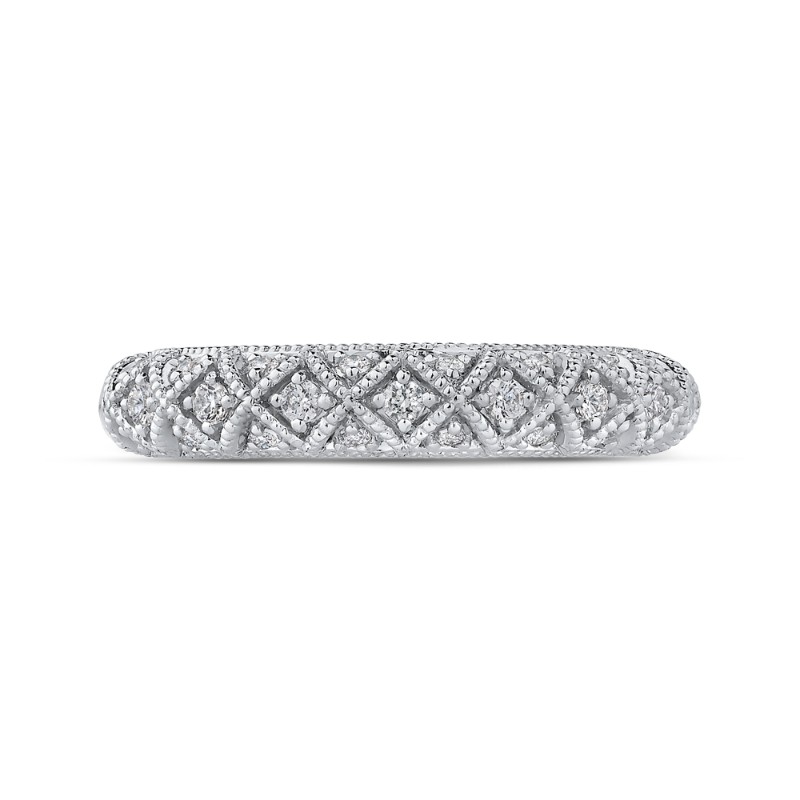 Round Diamond Half-Eternity Wedding Band in 14K White Gold