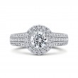 Diamond Double Halo Vintage Engagement Ring in 14K White Gold
