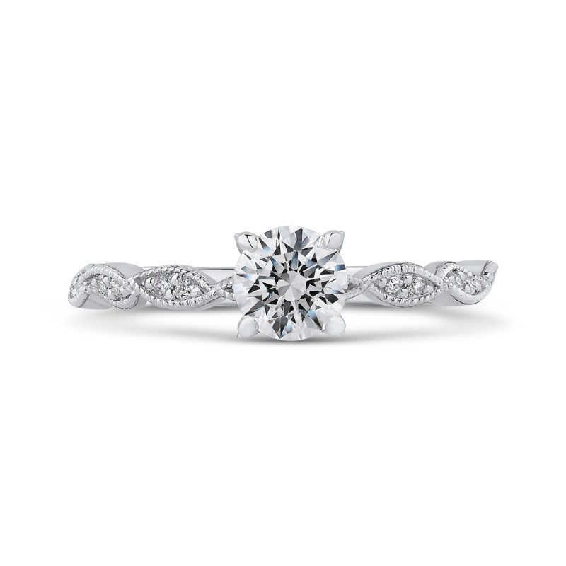 Round Diamond Engagement Ring in 14K White Gold