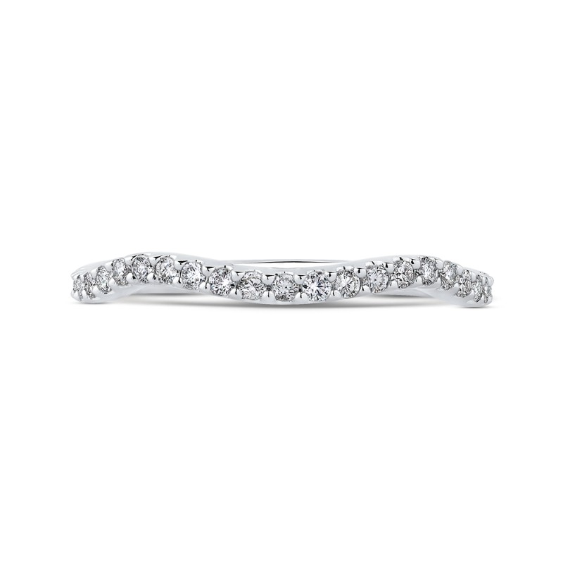 Round Diamond Half-Eternity Wedding Band in 14K White Gold