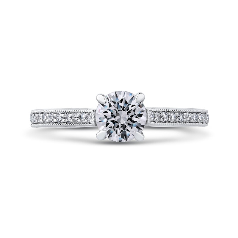 Round Diamond Classic Engagement Ring in 14K White Gold