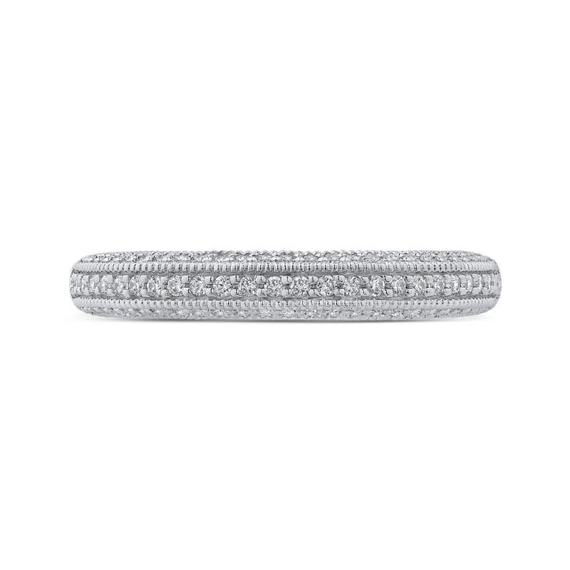 Round Diamond Half-Eternity Wedding Band in 14K White Gold