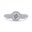Split Shank Round Diamond Halo Engagement Ring in 14K White Gold