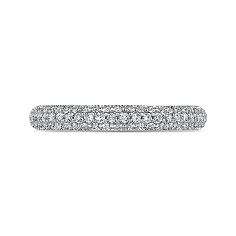Round Diamond Half-Eternity Wedding Band in 14K White Gold