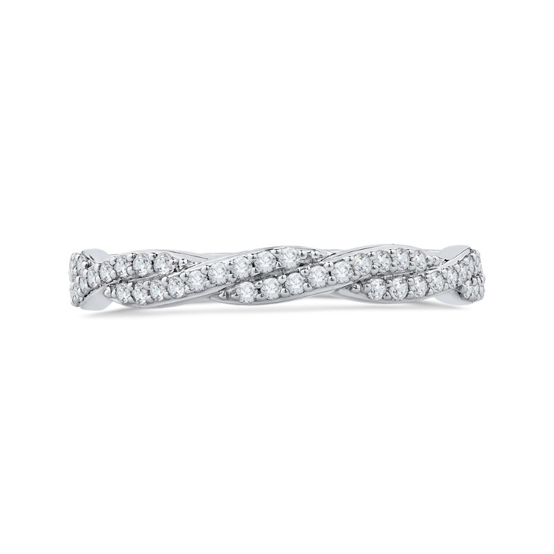 Round Diamond Criss-cross Wedding Band in 14K White Gold