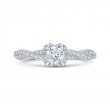 Round Diamond Floral Engagement Ring in 14K White Gold