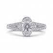 Split Shank Round Diamond Halo Engagement Ring in 14K White Gold