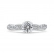 Round Diamond Floral Engagement Ring in 14K White Gold