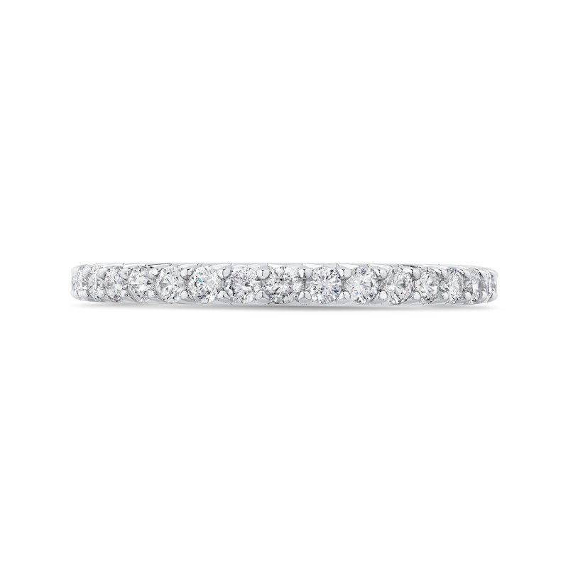 Round Diamond Half-Eternity Wedding Band in 14K White Gold