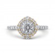 Round Diamond Double Halo Engagement Ring in 14K Two Tone Gold