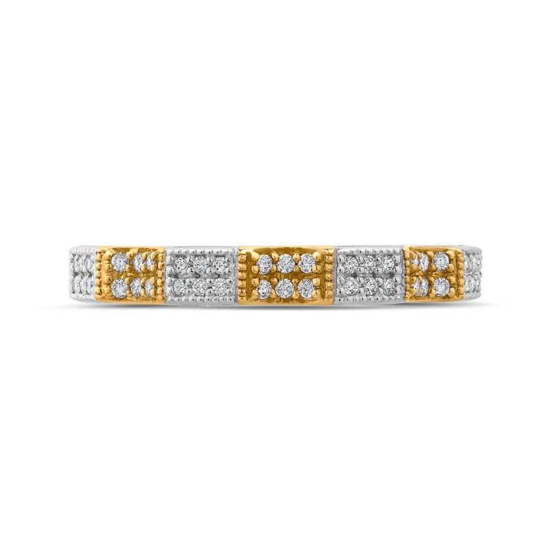 Round Diamond Half-Eternity Wedding Band in 14K Two Tone Gold