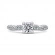 Round Diamond Engagement Ring with Crossover Shank in 14K White Gold