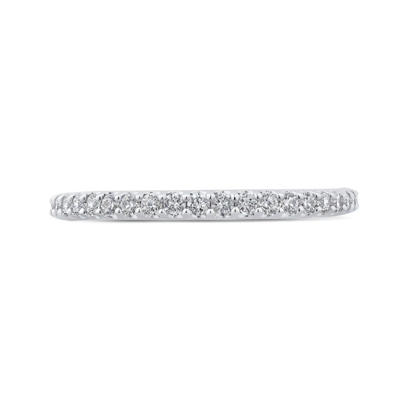 Round Diamond Half-Eternity Wedding Band in 14K White Gold