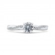Round Diamond Engagement Ring with Crossover Shank in 14K White Gold
